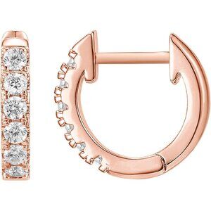 14K Gold Plated Sterling Silver Huggie Hoop Earrings with Cubic Zirconia for Wom